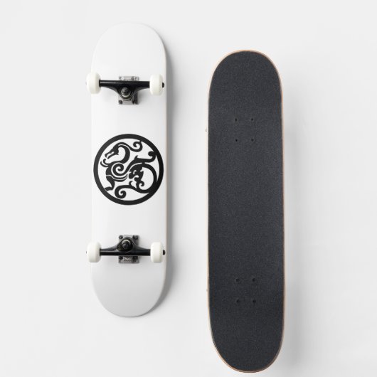Schwarz-Weiß-Drachenboard Skateboard (Vorne)
