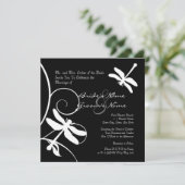 Schwarz-Weiß-Drachenfliege-Einladung Einladung (Stehend Vorderseite)