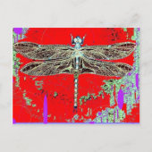 Schwarz-Weiß-Dragonfly auf Rot-lila von Sharles Postkarte (Vorderseite)