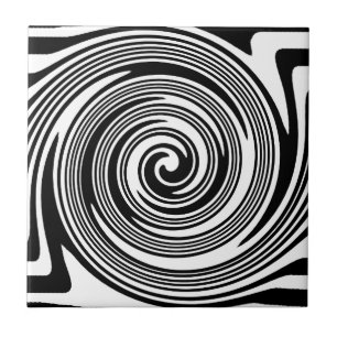 Schwarz-Weiß-Drehmuster Fliese