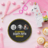 Schwarz-Weiß drei Foto 85. Geburtstag Pappteller (Party)