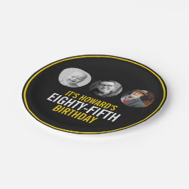 Schwarz-Weiß drei Foto 85. Geburtstag Pappteller