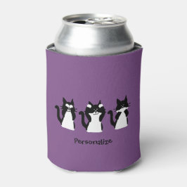 Schwarz-weiß | Drei kluge Kätzchen Dosenkühler