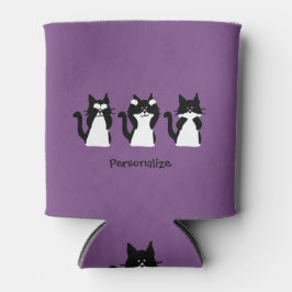 Schwarz-weiß | Drei kluge Kätzchen Dosenkühler