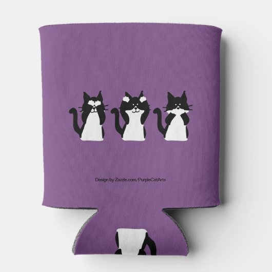 Schwarz-weiß | Drei kluge Kätzchen Dosenkühler (Rückseite)