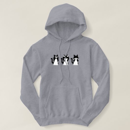 Schwarz-weiß | Drei kluge Kätzchen Hoodie (Design vorne)