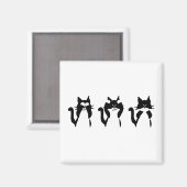 Schwarz-weiß | Drei kluge Kätzchen Magnet (Vorderseite/Rückseite)