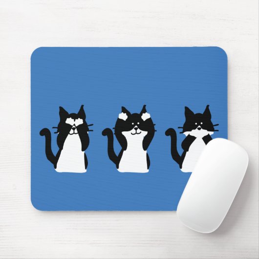 Schwarz-weiß | Drei kluge Kätzchen Mousepad (Mit Mouse)