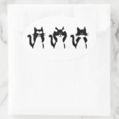 Schwarz-weiß | Drei kluge Kätzchen Ovaler Aufkleber (Tasche)