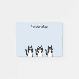 Schwarz-weiß | Drei kluge Kätzchen Post-it Klebezettel