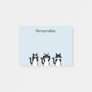 Schwarz-weiß   Drei kluge Kätzchen Post-it Klebezettel