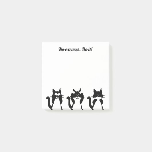 Schwarz-weiß | Drei kluge Kätzchen Post-it Klebezettel (Vorderseite)