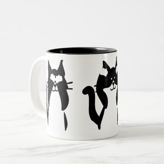 Schwarz-weiß | Drei kluge Kätzchen Zweifarbige Tasse (Vorderseite Links)