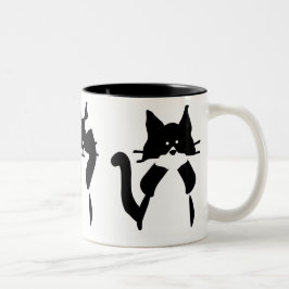Schwarz-weiß | Drei kluge Kätzchen Zweifarbige Tasse