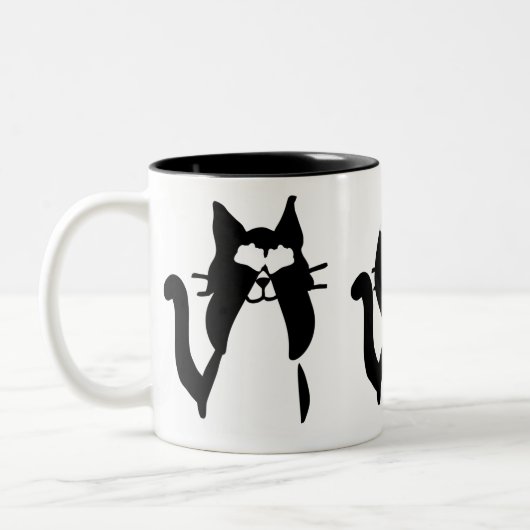 Schwarz-weiß | Drei kluge Kätzchen Zweifarbige Tasse (Links)