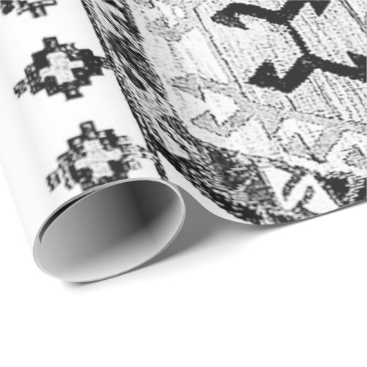 Schwarz-Weiß-Dreieck-Bauernhof Geschenkpapier (Rolleneckpunkt)