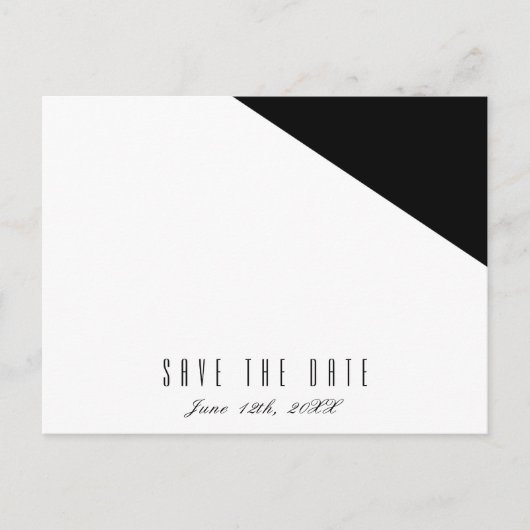 Schwarz-Weiß-Dreieck-Hochzeitstag Gerettet Ankündigungspostkarte (Vorderseite)