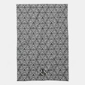 Schwarz-Weiß-Dreieck-Muster: Monogramm-Küche Handtuch (Vertikal)