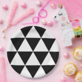 Schwarz-Weiß-Dreieck-Muster Pappteller (Party)