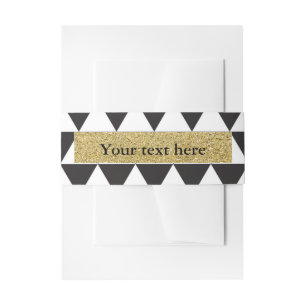 Schwarz-Weiß-Dreiecke Faux-Gold Modern Glam Einladungsbanderole