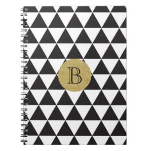 Schwarz-Weiß-Dreiecke & Gold Glamour Chic Notizblock