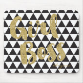 Schwarz-Weiß-Dreiecke-MÄDCHEN BOSS Imitats Gold Of Mousepad (Vorne)