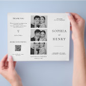 Schwarz-Weiß-Dreifaltigkeits-Hochzeitsprogramm QR- Flyer (Hand)