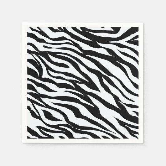 Schwarz-Weiß-Dschungel Zebra-Muster drucken Serviette (Vorderseite)