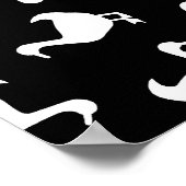 Schwarz-Weiß-Duck-Silhouetten Druckmuster Schwarz Poster (Ecke)