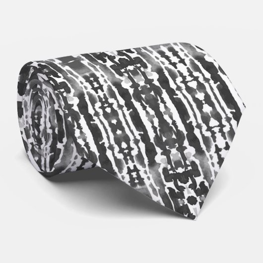 Schwarz-Weiß-Dunkelgrau-Muster Kunst Krawatte (Gerollt)