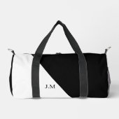 Schwarz-Weiß-Duo Vollfarbeninitialen Name Duffle Bag (Vorderseite)