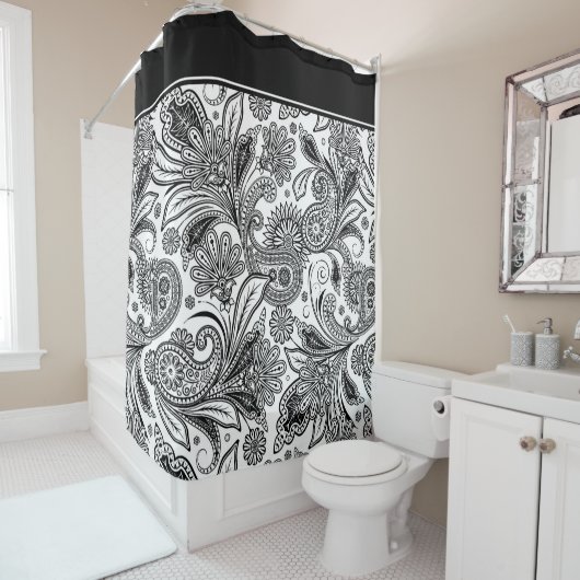 Schwarz-Weiß-Duschvorhang Duschvorhang (Beispiel)