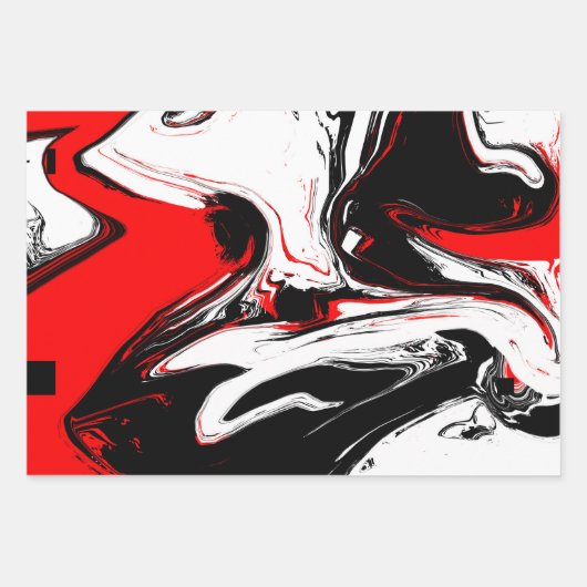 Schwarz-weiß Dusty Reds Geschenkpapier Set (Vorderseite 2)