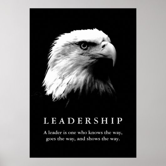 Schwarz-weiß Eagle Motivierend Leadership Poster (Vorne)