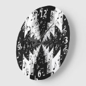 Schwarz-Weiß-Echo-Musiknote Rundmauer-Uhr Große Wanduhr (Winkel)