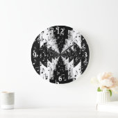 Schwarz-Weiß-Echo-Musiknote Rundmauer-Uhr Große Wanduhr (Zuhause)