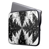 Schwarz-Weiß-Echo-Musiknoten Laptop-Sieb Laptopschutzhülle (Vorderseite Links)