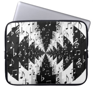 Schwarz-Weiß-Echo-Musiknoten Laptop-Sieb Laptopschutzhülle