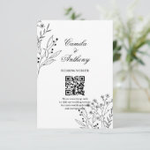 Schwarz-Weiß-Ecke Floral Boho Hochzeit Begleitkarte (Stehend Vorderseite)