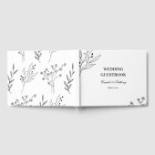 Schwarz-Weiß-Ecke Floral Boho Hochzeit Gästebuch (Voll)