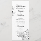 Schwarz-Weiß-Ecke Floral Boho Hochzeit Programm (Vorderseite)