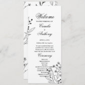 Schwarz-Weiß-Ecke Floral Boho Hochzeit Programm (Vorne/Hinten)