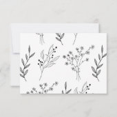 Schwarz-Weiß-Ecke Floral Boho Hochzeit RSVP Karte (Rückseite)
