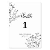 Schwarz-Weiß-Ecke Floral Boho Hochzeit Tischnummer (Rückseite)