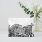 Schwarz-Weiß Edinburgh Castle Schottland Postkarte (Stehend Vorderseite)