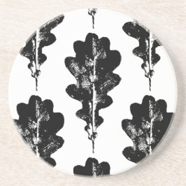 Schwarz-Weiß-Eichenleaf Drucksandstein Getränkeuntersetzer