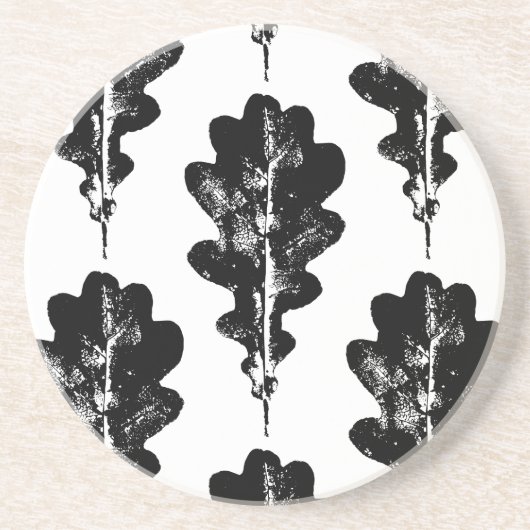 Schwarz-Weiß-Eichenleaf Drucksandstein Getränkeuntersetzer (Vorne)
