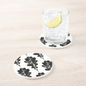 Schwarz-Weiß-Eichenleaf Drucksandstein Getränkeuntersetzer (Seite)