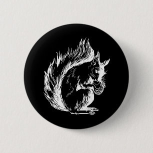 Schwarz-Weiß-Eichhörnchen-Kunst Button