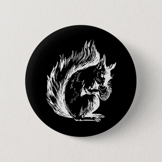 Schwarz-Weiß-Eichhörnchen-Kunst Button (Vorderseite)